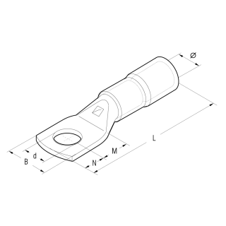 Polyamidové lisovacie izolované káblové oká ANE9-M, ANE12-M, ANE17-M, ANE20-M, ANE29-M, ANE35-M