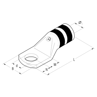 Farebné medené káblové oká Typ: C8 , C6 , C4 , C3 , C2 , C1 , C1/0 , C2/0 , C3/0 , C4/0 , C250 , C300 , C350 , C400 , C500 , C600 , C750 
